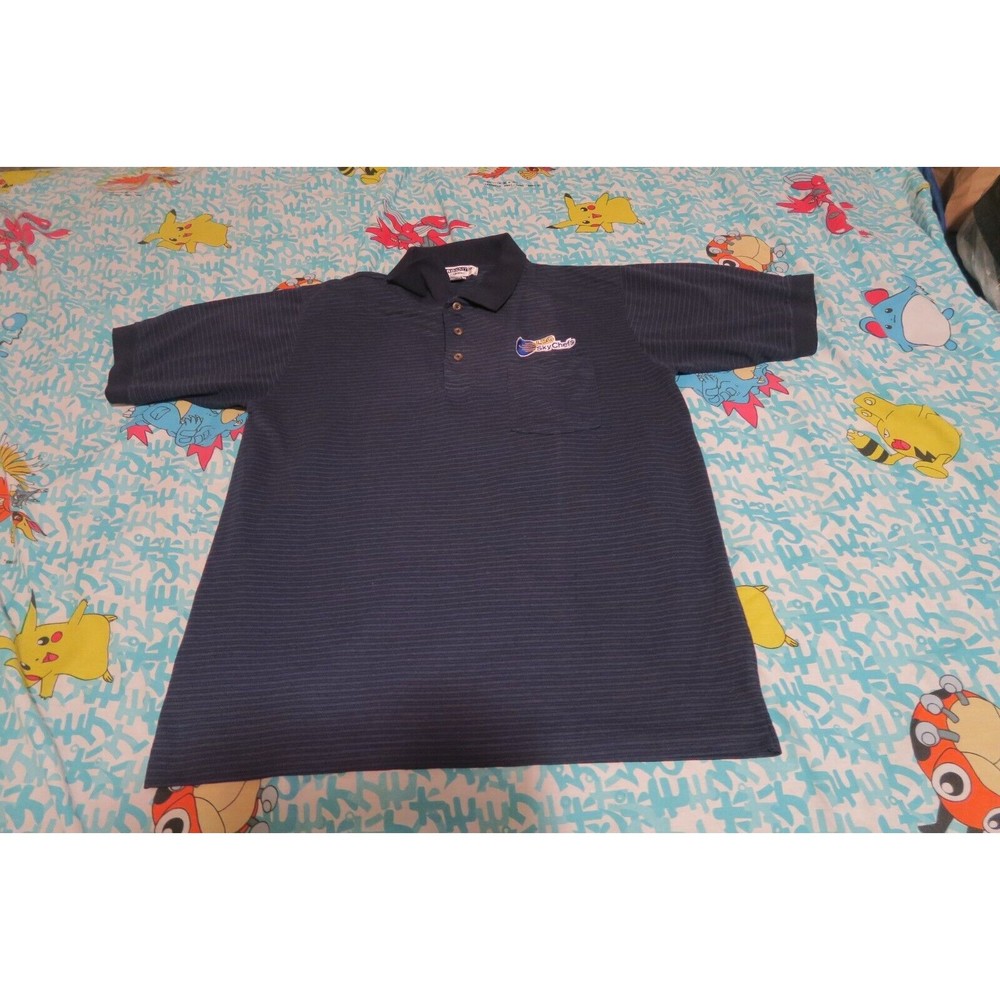 VTG ProKnit NG Cintas LSG Skychefs Striped Polo Navy Blue LRG Lufthansa Service